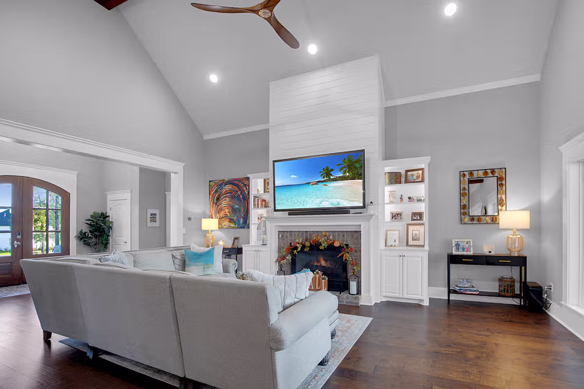 Redwater Texas Luxury Home Living Room Fireplace