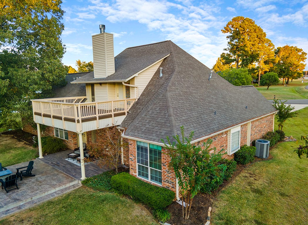 Drone Aerial of Backyard Patio and Roof - 1 Beaver Creek Run Texarkana TX 75501