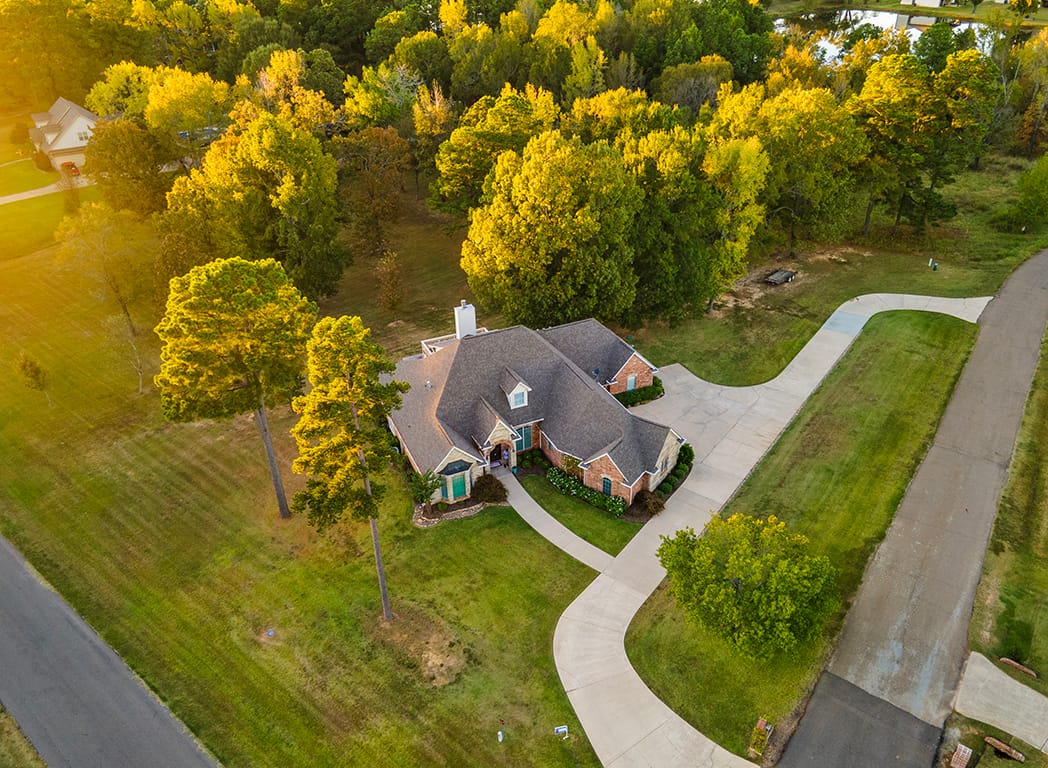 Drone Aerial of Home Surrounded by Trees - 1 Beaver Creek Run Texarkana TX 75501