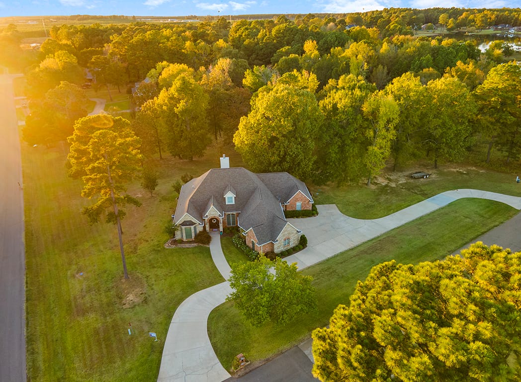 Drone Aerial of Home and Neighborhood Trees - 1 Beaver Creek Run Texarkana TX 75501