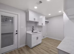 Maplecrest Laundry Room Sink Storage HDR Real Estate Photo