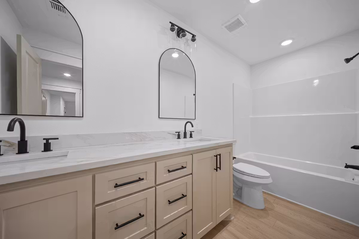 Red Lick Texas Bathroom Double Vanity Modern Lighting Photography