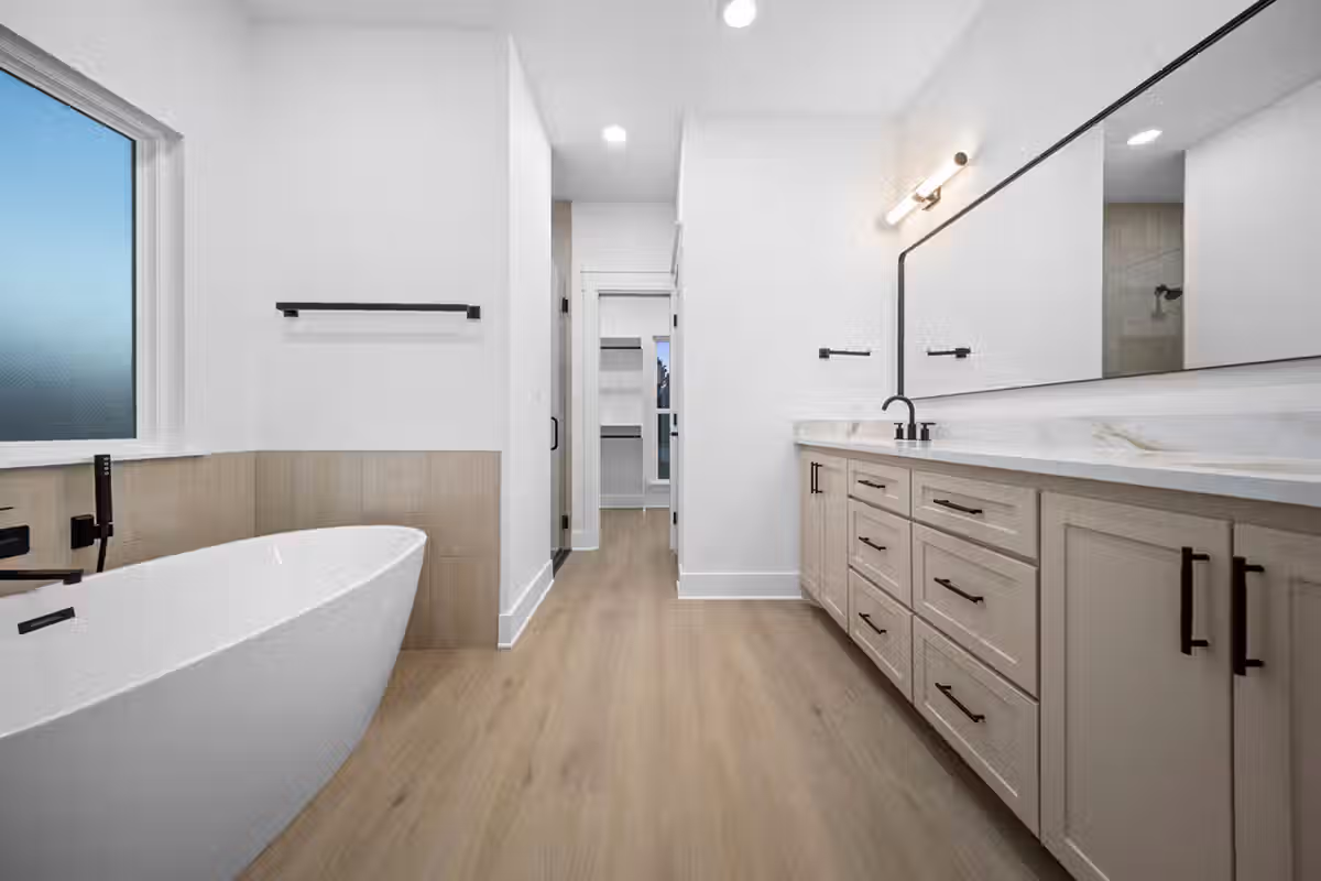 Red Lick Texas Master Bathroom and Entrance to the Walk In Closet Organization Home Interior Photography