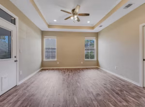 Primary Bedroom with Modern Ceiling and Patio Access