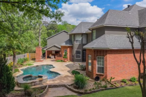 Real Estate Photography Company Stonegate Cir Texarkana Drone Backyard Pool And Patio View