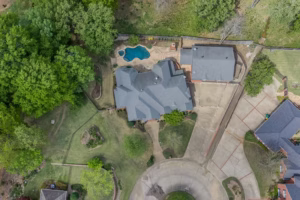 Real Estate Photography Company Stonegate Cir Texarkana Drone Overhead Roof And Pool View