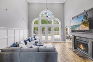 Real Estate Photography Company Stonegate Cir Texarkana Living Room Arched Windows And Fireplace