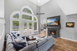 Real Estate Photography Company Stonegate Cir Texarkana Living Room Fireplace And Pool View