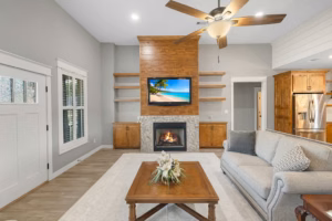 Real Estate Media Living Room Fireplace View