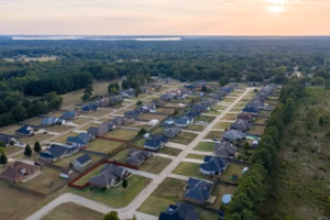 Real Estate Media Neighborhood Golden Hour Aerial